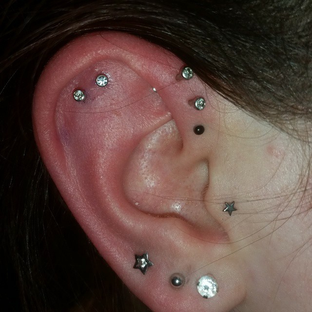 double cartilage and tragus piercing