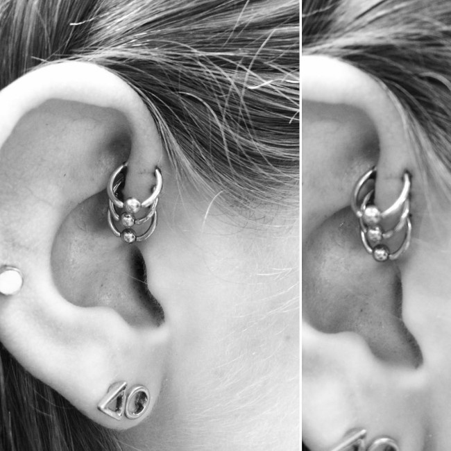 triple cartilage piercing tumblr