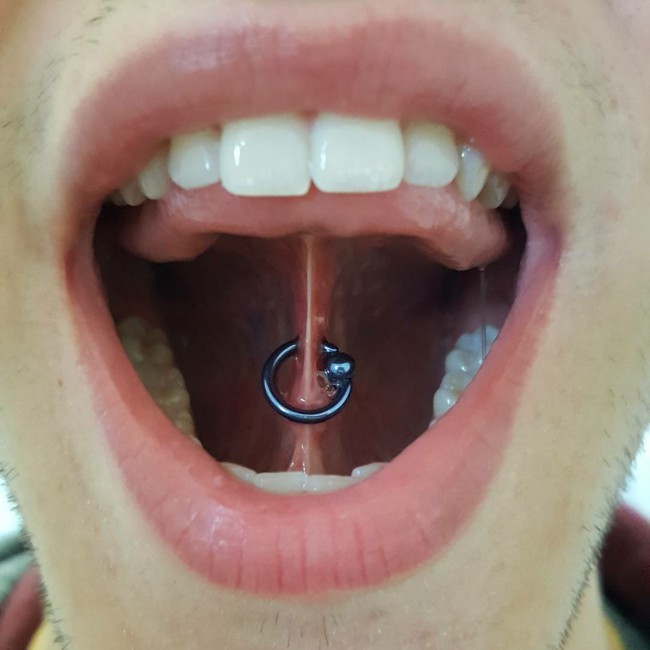 tongue web piercing captive bead ring