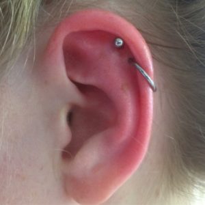 double cartilage piercing hoop and stud
