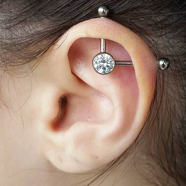 Industrial Piercing [55 Ideas] Pain Level, Healing Time, Cost