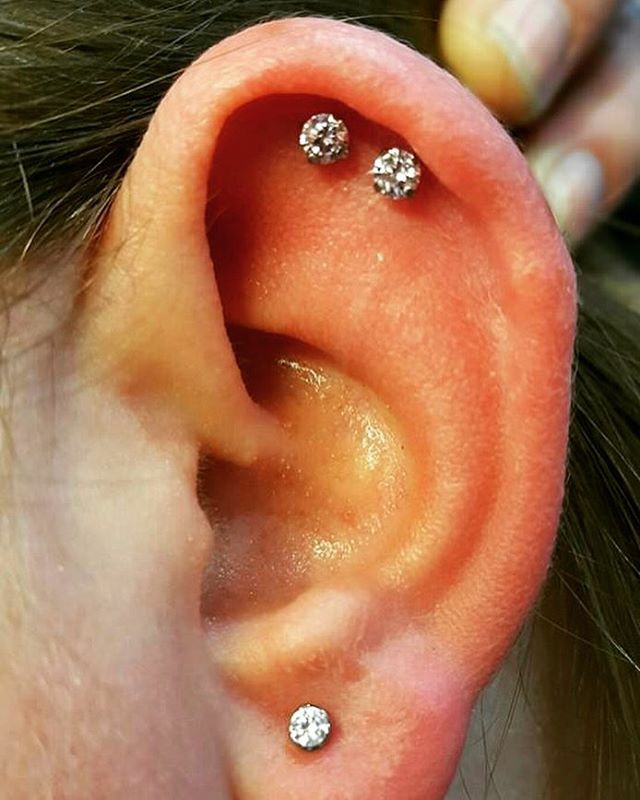 double cartilage and tragus piercing