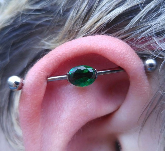 industrial piercing idea with gem
