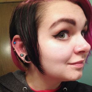 double ring and stud helix piercing