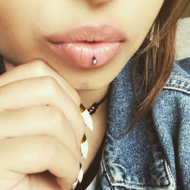 ashley piercing healing process on thick lips
