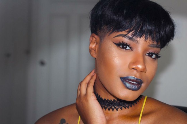 ashley piercing on dark lipstick